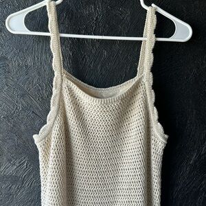 Knit beige dress with gold shimmer